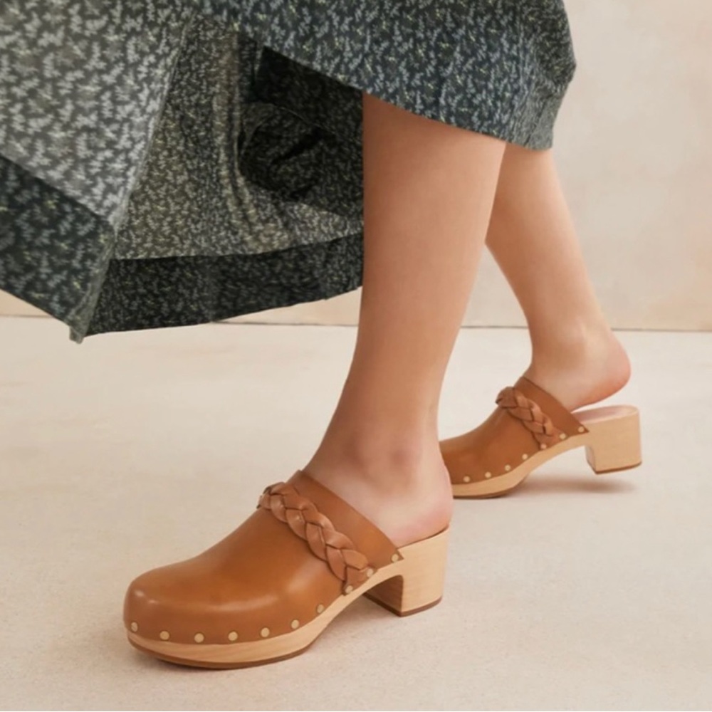 COPY - LOEFFLER RANDALL Lupa Cognac Leather Clogs